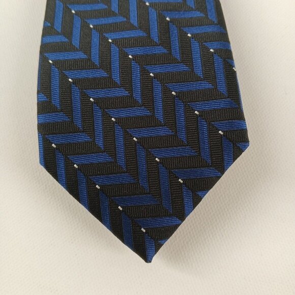 NWT $55 Alfani Devon Men's Formal Necktie Silk Blend Jacquard Blue Black One Sz - Picture 5 of 10